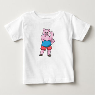 Pig as Bodybuilder with big Upper arm Baby T-Shirt