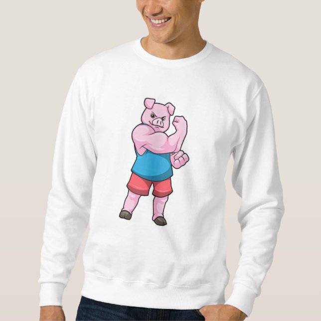 Pig as Bodybuilder with big Upper arm Sweatshirt (Front)