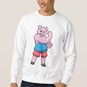 Pig as Bodybuilder with big Upper arm Sweatshirt