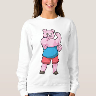 Pig as Bodybuilder with big Upper arm Sweatshirt
