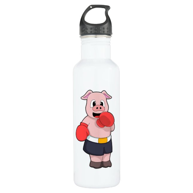 Pig as Boxer at Boxing 710 Ml Water Bottle (Front)