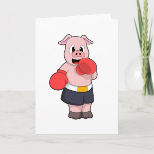 Pig as Boxer at Boxing Card