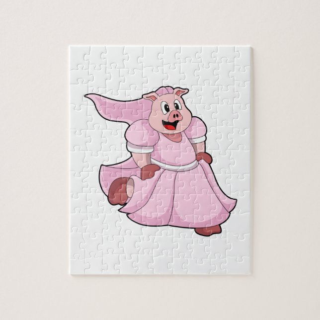 Pig as Bride with Wedding dress Jigsaw Puzzle (Vertical)