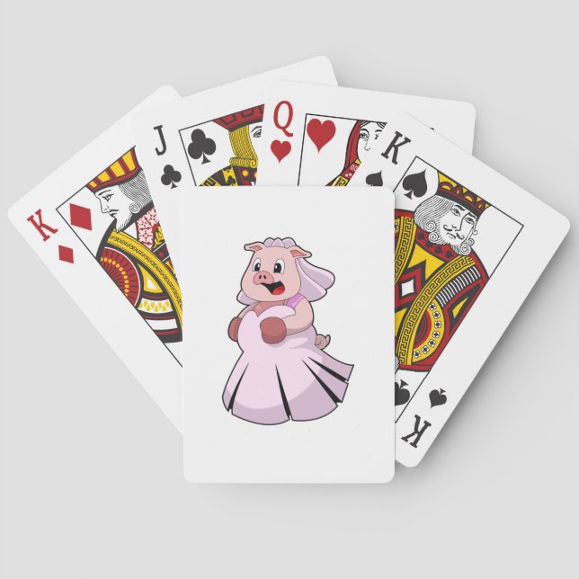 Pig as Bride with Wedding dress.PNG Playing Cards (Back)