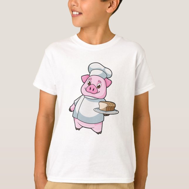 Pig as Chef with Platter & Cake T-Shirt (Front)