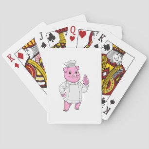 Pig as Cook with Chef hat Playing Cards