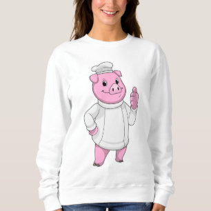 Pig as Cook with Chef hat Sweatshirt