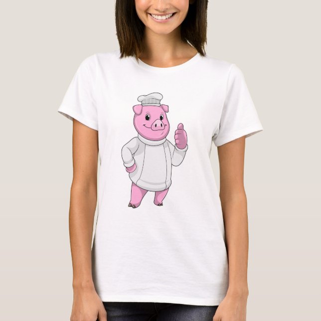Pig as Cook with Chef hat T-Shirt (Front)