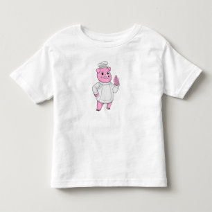 Pig as Cook with Chef hat Toddler T-shirt