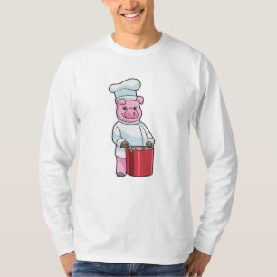 Pig as Cook with Cooking pot T-Shirt