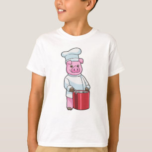 Pig as Cook with Cooking pot T-Shirt
