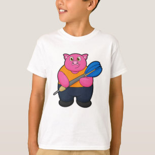 Pig as Dart player with Darts T-Shirt