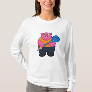 Pig as Dart player with Darts T-Shirt