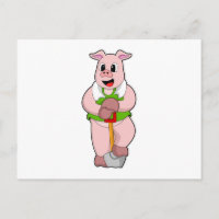 Pig as Farmer with Shovel