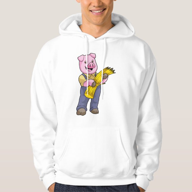 Pig as Farmer with Straw Hoodie (Front)