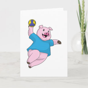 Pig as Handball player with Handball Card