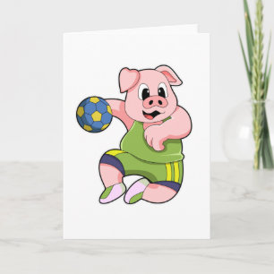 Pig as Handball player with Handball Card
