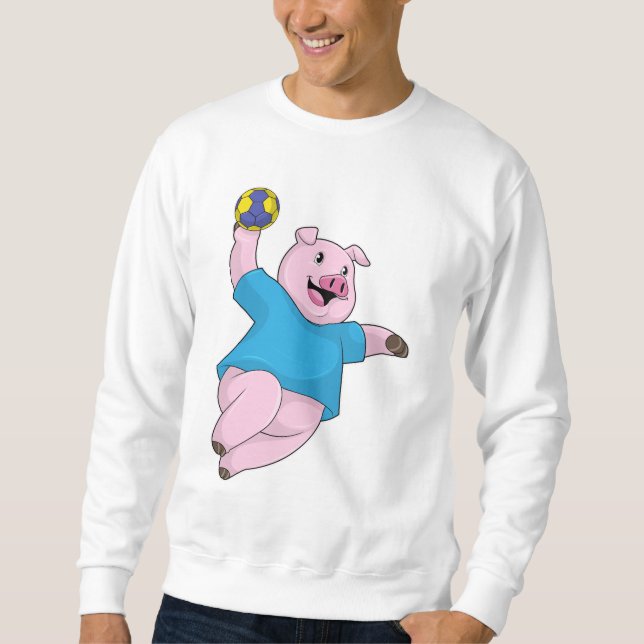 Pig as Handball player with Handball Sweatshirt (Front)