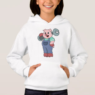 Pig as Mechanic with Wrench
