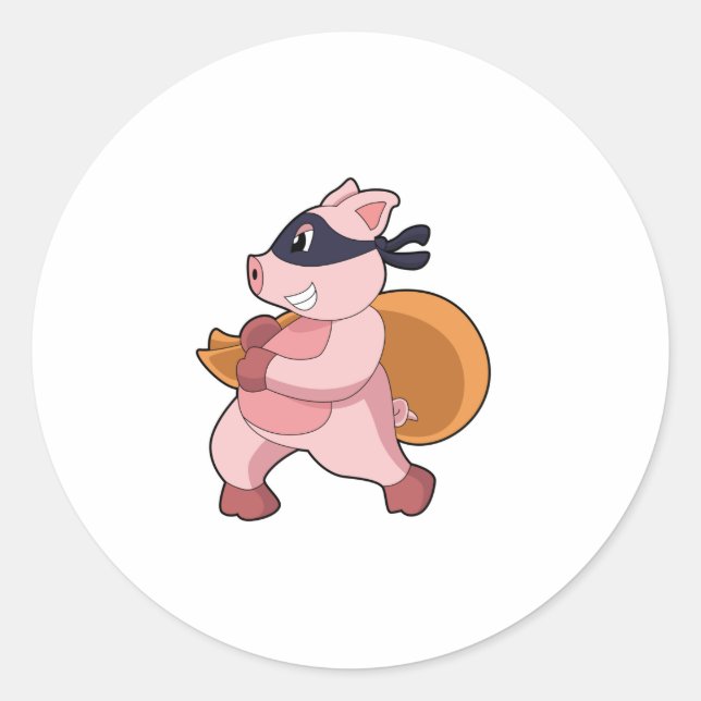 Pig as Runner Classic Round Sticker (Front)