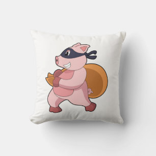 Pig as Runner Throw Pillow