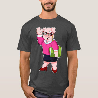 Pig as Secretary with Glasses T-Shirt