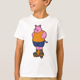 Pig as Skater with Inline skates T-Shirt