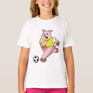 Pig as Soccer player with Soccer T-Shirt