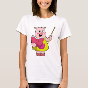 Pig as Teacher with Book T-Shirt