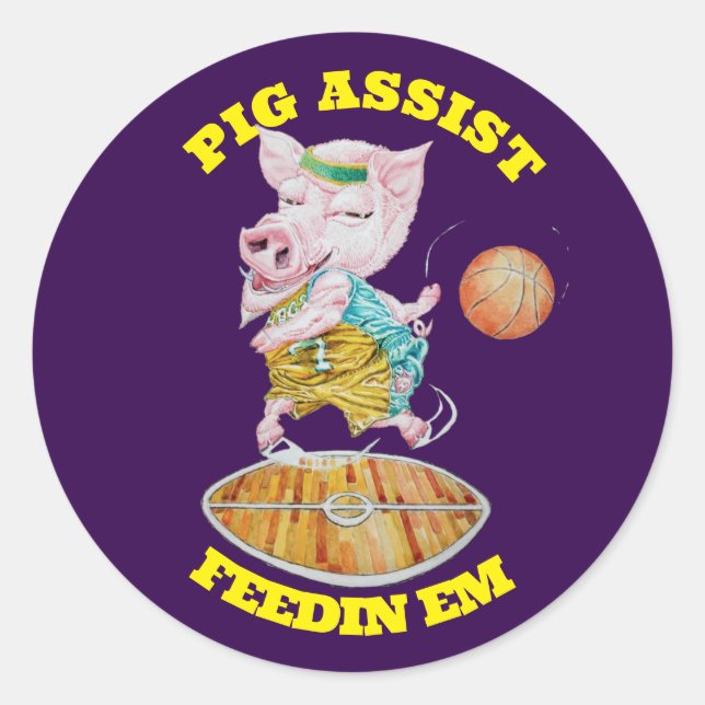 Pig Assist Basketball Sticker (Front)