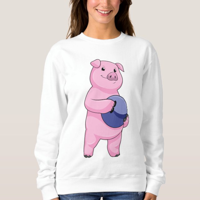 Pig at Bowling with Bowling ball Sweatshirt (Front)