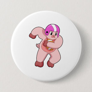 Pig at Football Sports 3 Inch Round Button