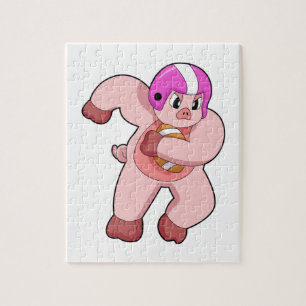 Pig at Football Sports Jigsaw Puzzle