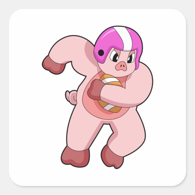 Pig at Football Sports Square Sticker (Front)