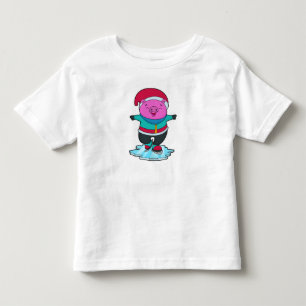 Pig at Ice skating with Ice skates & Hat Toddler T-shirt