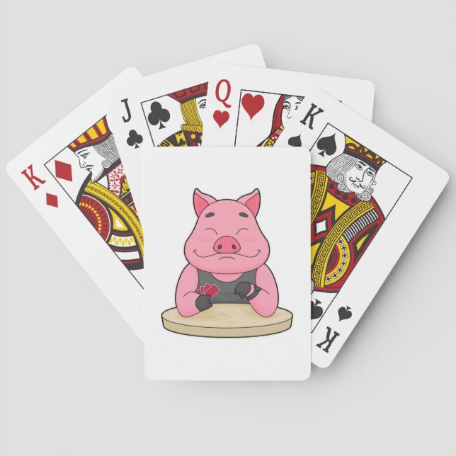 Pig at Poker with Poker cards (Back)