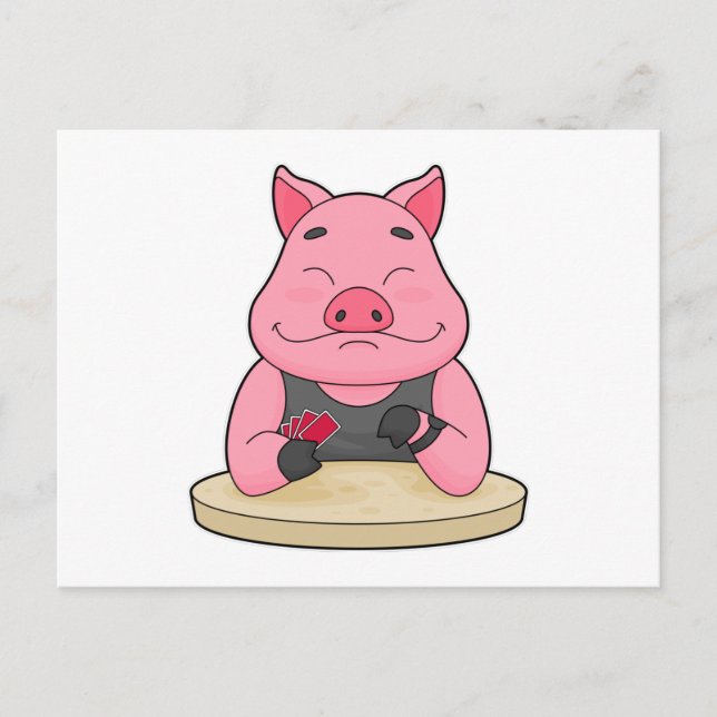 Pig at Poker with Poker cards (Front)