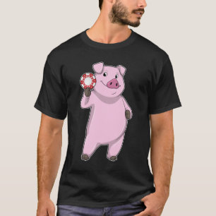 Pig at Poker with Poker chips T-Shirt