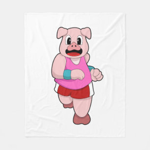 Pig at Running Fleece Blanket