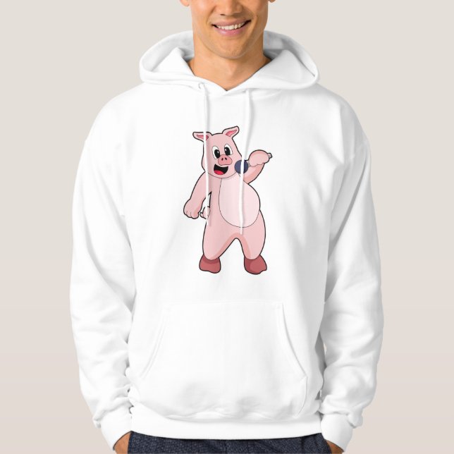 Pig at Singing with Microphone Hoodie (Front)
