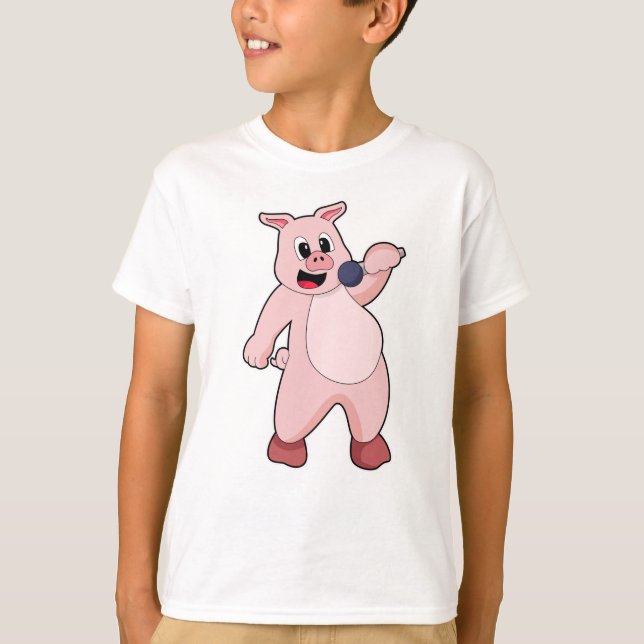 Pig at Singing with Microphone T-Shirt (Front)