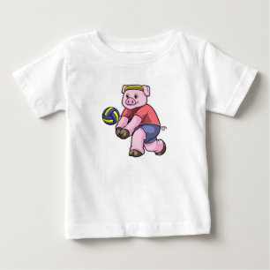 Pig at Sports with Volleyball Baby T-Shirt