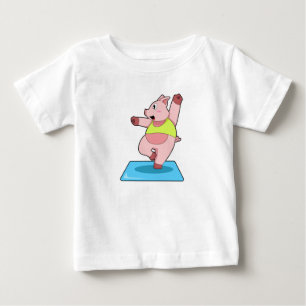 Pig at Yoga Fitness Baby T-Shirt