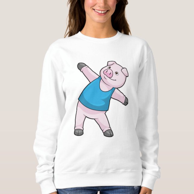 Pig at Yoga Stretching Sweatshirt (Front)