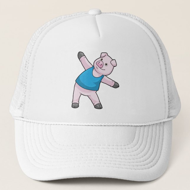 Pig at Yoga Stretching Trucker Hat