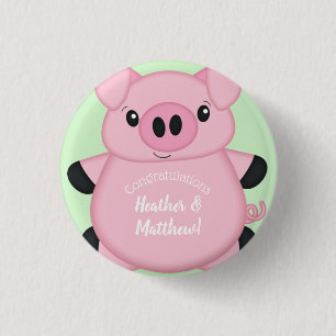 Pig Baby Shower Farm 1 Inch Round Button