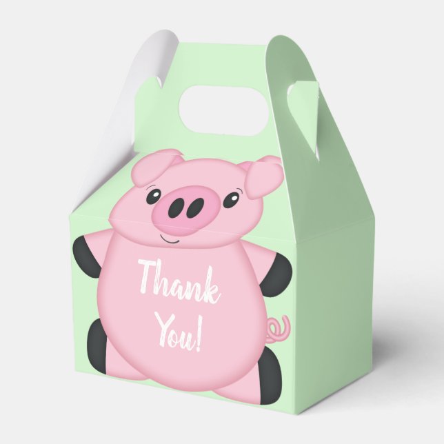 Pig Baby Shower Farm Favor Box (Front Side)
