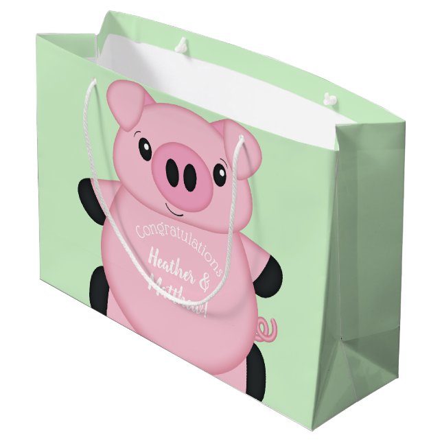 Pig Baby Shower Farm Large Gift Bag (Back Angled)