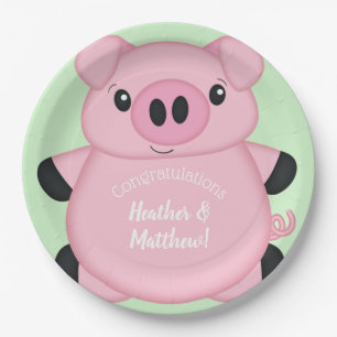 Pig Baby Shower Farm Paper Plate