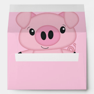 Pig Baby Shower Farm Pink Girl  Envelope